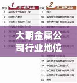 大明金属公司行业地位与影响力解析，行业排名揭秘