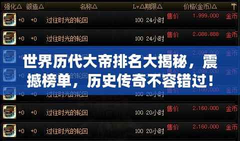 世界历代大帝排名大揭秘，震撼榜单，历史传奇不容错过！