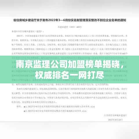 南京监理公司加盟榜单揭晓，权威排名一网打尽